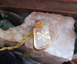 Iceland Spar Viking Sunstone Optical Calcite Crystal Snowflake Pendant Necklace