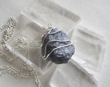 Indigo Iolite Wire Wrapped Natural Gemstone Crystal Pendant Necklace