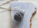 Indigo Iolite Wire Wrapped Natural Gemstone Crystal Pendant Necklace