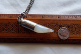 Natural Ivory Agate Horn Silver Bullet Pendant Necklace