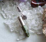 Green Jade Celtic Spiral Bullet Pendant Necklace