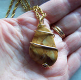 Natural Picture Jasper Wire Wrapped Pendant Necklace