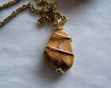 Natural Picture Jasper Wire Wrapped Pendant Necklace