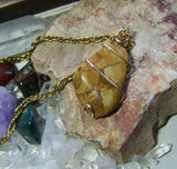 Natural Picture Jasper Wire Wrapped Pendant Necklace