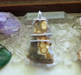 Ocean Jasper Natural Stone Wire Wrapped Pendant Necklace