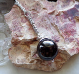 Black Jet Natural Stone Ball Pendant Necklace