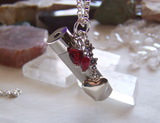 Silver Kaleidoscope Red Hearts Valentine Love Pendant