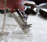 Keepsake Silver Cylinder Dragonfly Swarovski Crystal Pendant