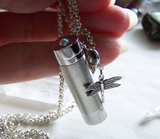 Keepsake Silver Cylinder Dragonfly Swarovski Crystal Pendant