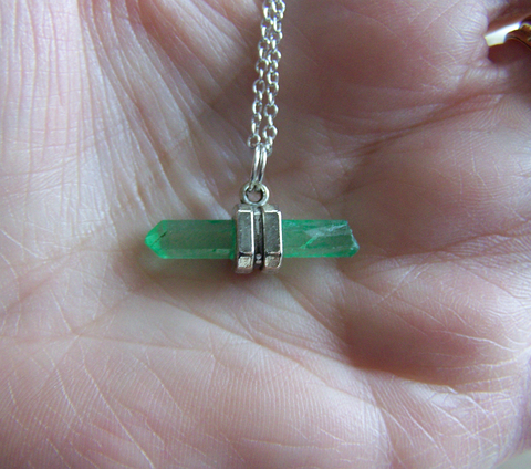 Green Kryptonite Quartz Aura Crystal Pendant