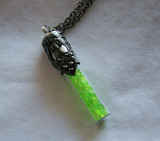 Neon Green Kryptonite Crystals Silver Bullet Pendant