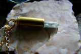 Blue Kyanite Gemstone Brass Bullet Jewelry Pendant