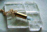 Blue Kyanite Gemstone Brass Bullet Jewelry Pendant