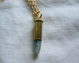 Blue Kyanite Gemstone Brass Bullet Jewelry Pendant