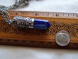 Blue Lapis Lazuli Filigree Bullet Jewelry Pendant Necklace