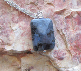 Larvikite Natural Gemstone Faceted Crystal Pendant Necklace