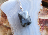 Larvikite Natural Gemstone Faceted Crystal Pendant Necklace