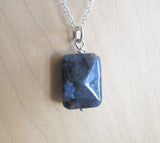 Larvikite Natural Gemstone Faceted Crystal Pendant Necklace