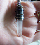 Natural Blood Crystal Lepidochrosite Quartz Leather Bullet Pendant