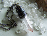 Natural Blood Crystal Lepidochrosite Quartz Leather Bullet Pendant