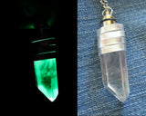 Green Light Up Natural Quartz Crystal Pendant Necklace