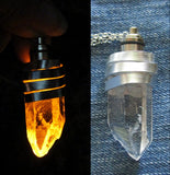 Golden Yellow LED Light Up Natural Quartz Crystal Pendant Necklace