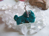 Vintage Natural Turquoise Carved Lion Gemstone Pendant