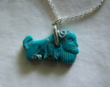 Vintage Natural Turquoise Carved Lion Gemstone Pendant