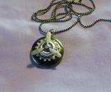 Vintage Brass Propeller Steampunk Locket  Necklace