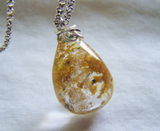 Landscape Quartz Gold and Green Polished Lodolite Crystal Pendant Necklace