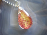 Landscape Quartz Red Gold Lodolite Polished Crystal Pendant Necklace