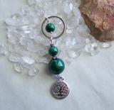 Green Malachite Beads Silver Tree of Life Elemental Necklace