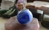 Vintage Akro Agate Blue and White Marble Pendant Necklace