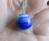 Vintage Akro Agate Blue and White Marble Pendant Necklace