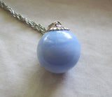 Vintage Akro Agate Blue and White Marble Pendant Necklace