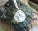 White Cat's Eye Crackle Rainbow Marble Pendant Necklace