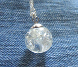 White Cat's Eye Crackle Rainbow Marble Pendant Necklace