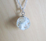 White Cat's Eye Crackle Rainbow Marble Pendant Necklace