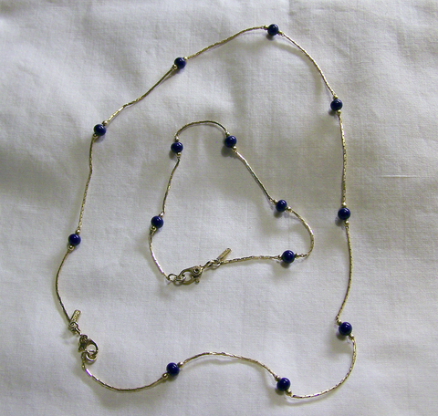 Vintage Monet Blue and Gold Necklace Bracelet Set