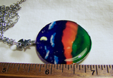 Painted Landscape on Vintage Glass Pendant