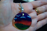 Painted Landscape on Vintage Glass Pendant