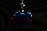 Painted Landscape on Vintage Glass Pendant