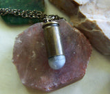 Natural Moonstone Crystal Bullet Jewelry Pendant Necklace