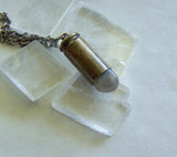 Natural Moonstone Crystal Bullet Jewelry Pendant Necklace