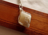 Natural Ivory Moonstone Wire Wrapped Gemstone Pendant Necklace