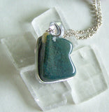 Natural Moss Agate Wire Wrapped Polished Gemstone Pendant