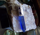 Royal Blue Quartz Forget Me Not Silver Bullet Pendant