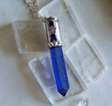 Royal Blue Quartz Forget Me Not Silver Bullet Pendant