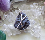 Mystic Merlinite Indigo Gabbro Natural Raw Natural Stone Pendant Necklace