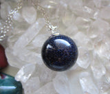 Night Stars Blue Galaxy Crystal Ball Pendant Necklace